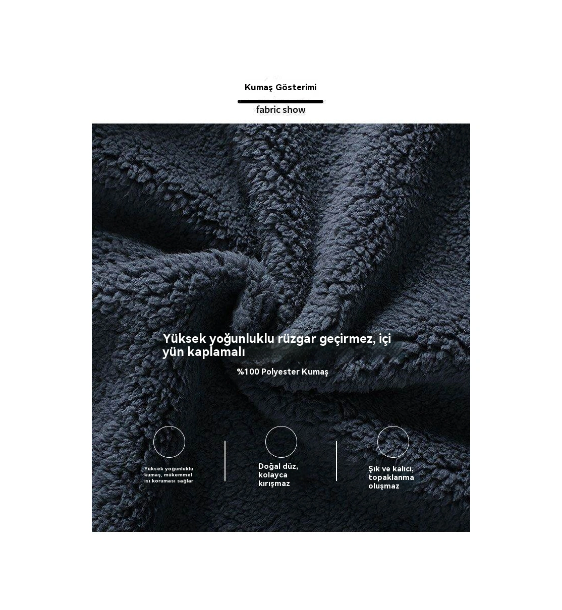 Peluş Sıcak Çift Katmanlı Kalın Günlük Kapüşonlu Ceket Gri-turkuaz