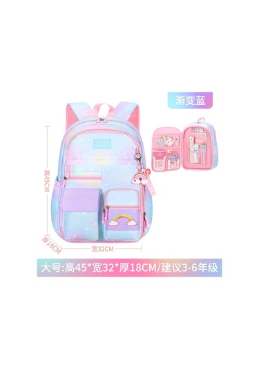 Reedark Kız Çocukları İçin Hafif Ve Büyük Kapasiteli Omuz Çantası, Degrade Renkli Prenses Tasarımı MAvi