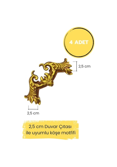 Diecor Dekoratif Polimer 2,5 Cm Duvar Çıtası Uyumlu Köşe Motifi Eskitme 2,5 Cm Model:xa19