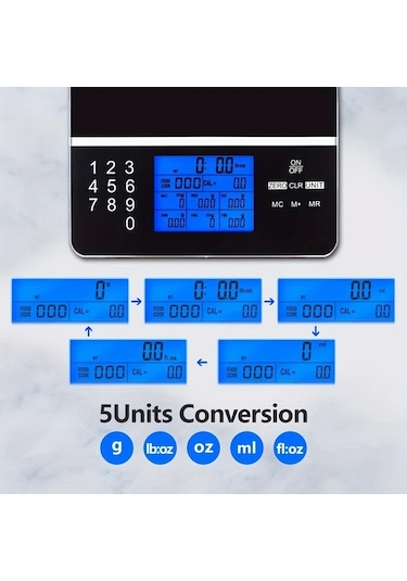 Dashanshop 1 Adet Besin Ölçeği Siyah Temperli Cam Abs Dijital Kalori Makro Besin Analizörü Cam Kase Gıda Tartım Sağlıklı Beslenme Mutfak Aleti -
