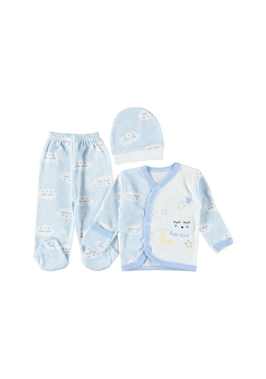 0-3 Ay Bebek Hastane Çıkışları, Bebek Kıyafetleri, Bebek Zıbın Setleri Mavi