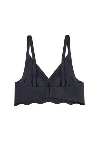 Balensiz Lazer Dikişsiz Dilim Detaylı Dekolteli Sütyen Siyah