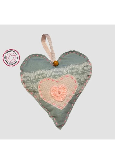 Uretti - Gamze 4416 El Yapımı Kalpli Dantelli Lavanta Tanecikli Kese 13cm - Açık Pembe