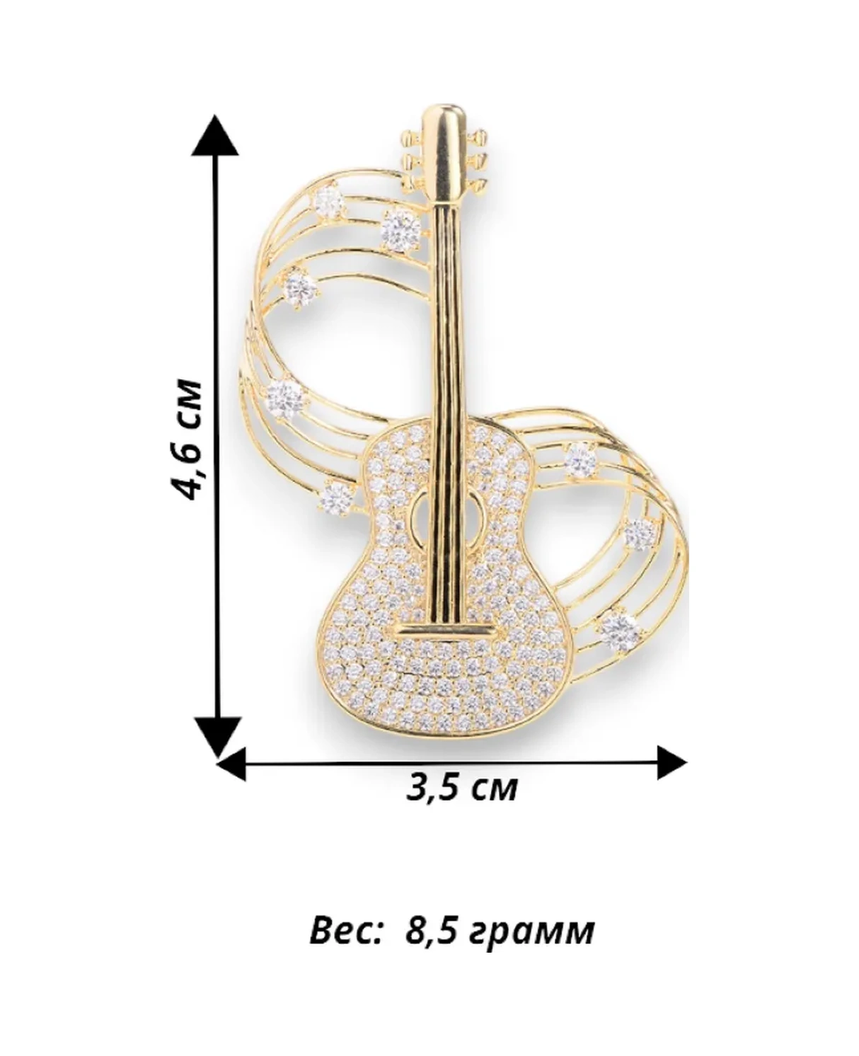 Fashion Jewelry Gitar Broş 309998461 Altın Rengi