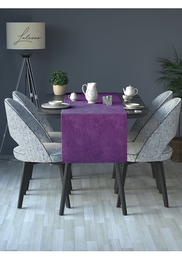 Kadife Efektli Tatlı Mor Rengi Aura Serisi Runner 40 X 140 Tatlı Mor