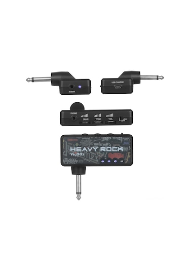 Yifomall Vitoos Heavy Rock V2 Elektro Gitar Mini Kulaklık Amfi: Distortion Efekti, Usb Ve Çift Kulaklık Bağlantısı, Taşınabilir Abs+pc Gövde