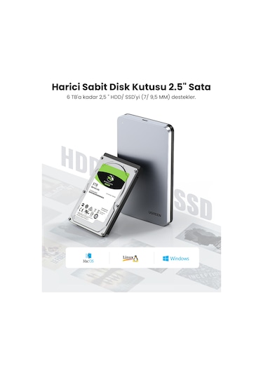 Ugreen Usb To Usb C Gen2 2,5'' Hard Disk Kutusu, 70498