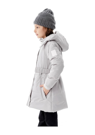 Benitto Kids Kız Çocuk Kapüşonlu Kışlık Şişme Mont 51352 Gri