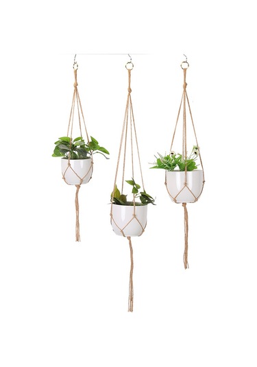 Çiçek Saksısını Asmak İçin File Cepli Halat M Diğer