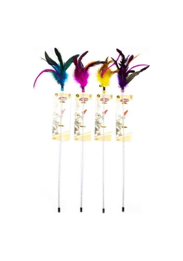 Catlife Zilli Tüylü Kedi Oltası Oyuncağı Karışık Renk 55 Cm