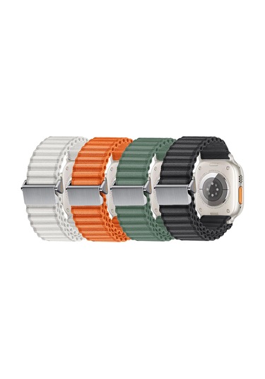 Biriva Home Watch 44mm Uyumlu Krd-123 Naylon Kumaş Hasır Örgülü Kordon-turuncu