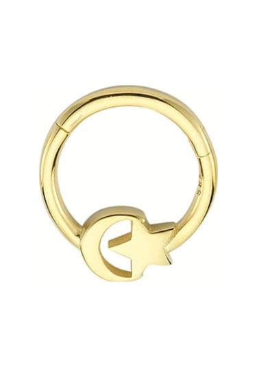 Altın Halka Piercing Ayyıldız 14 Ayar Altın