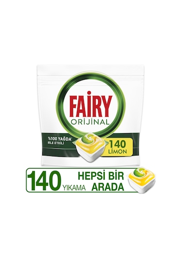 Fairy Hepsi Bir Arada Limon Kokulu Bulaşık Makinesi Deterjanı 140 Tablet