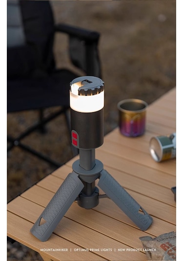 Shufa Glampıng Taşınabilir Kamp Işığı Uzun Şarj Süresi Uzaktan Kumanda Alüminyum Teleskopik Tripodlu Lamba 10,000 Ma Gri