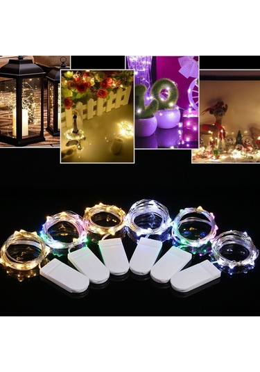 Geeksen 1 Metre Taşınabilir 10 Led'li Bakır Tel Işık Zinciri - Çok Renkli, Ip65 Su Geçirmez Pil Dahil Değil Çok Renkli