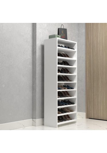 Kenzlife Ayakkabılık Konevi Mat Beyaz Suntalam 155 060 30 Otuz Çift Ayakkabı Kapasitesi Arkalıksız Beyaz