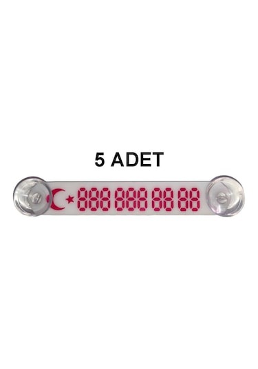 Beyaz-Kırmızı  Araç Park Telefon Numaratörü -5 ADET- Tel No Göste