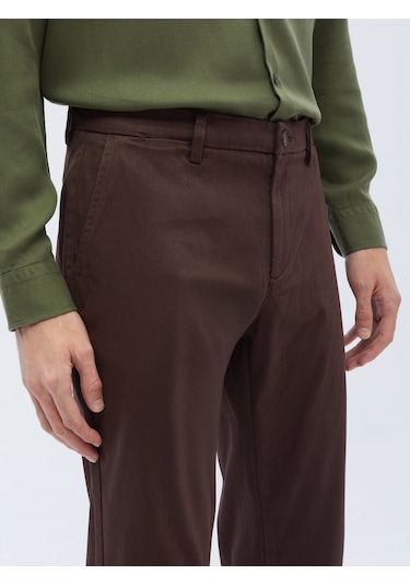 Koyu Kahve Dokuma Regular Fit Casual Pamuk Karışımlı Pantolon 1062182 Koyu Kahve