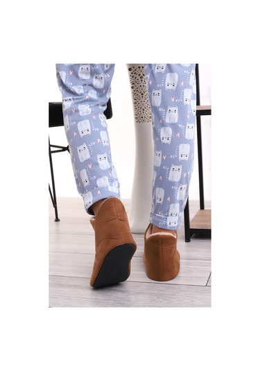 U001 Erkek Kadın Çocuk Ev Pandufu Botu Ev Ayakkabısı Hardal