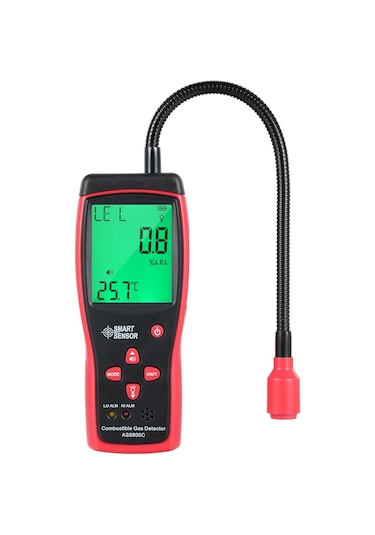Smart Sensor Akıllı Sensör Portatif Yanıcı Gazlar Kaçak Dedektörü Siyah Kırmızı
