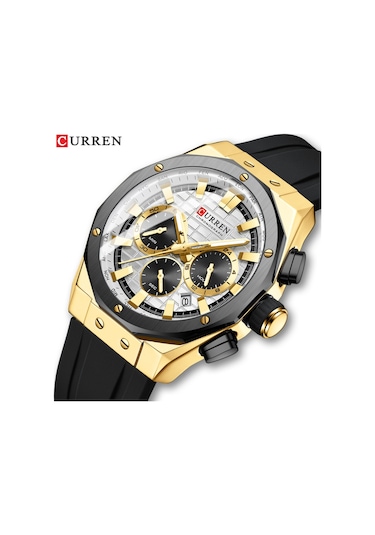 Curren 8462 Erkek Gri Analog Kuvars Silikon Spor Aydınlatmalı Saat Su Geçirmez Tarih Kol Saati Mavi Diğer