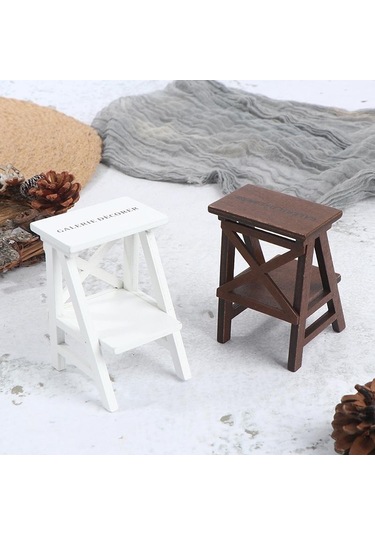 Jms Kahverengi Ev Ahşap Dekorasyon Sandalye Mini Raf Fotoğraf Sahne