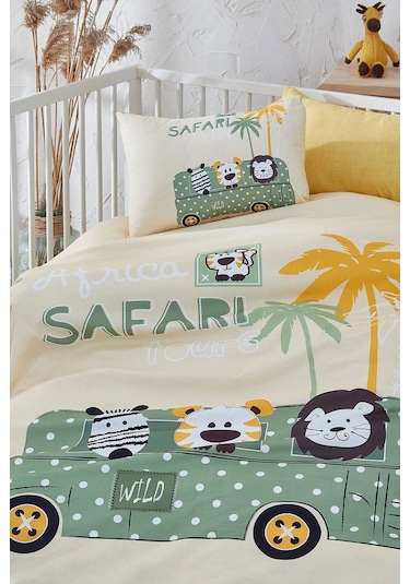 Bonjardinhome Safari Dijital Baskılı 3d Pamuklu Bebek Nevresim Takımı Sarı