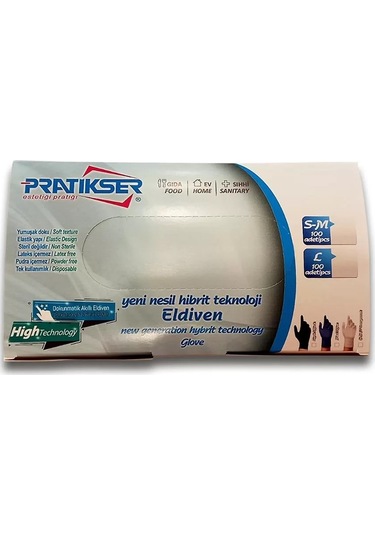 Pratikser Tek Kullanımlık Eldiven - 100Ad/Kutu - Small/Medium - Siyah - Koli