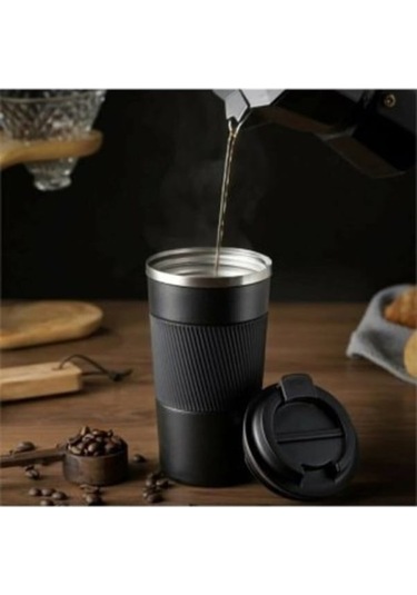 Didadodo Kişiye Özel Çift Katmanlı Paslanmaz Çelik 500 Ml Kupa Araç Kahve Siyah