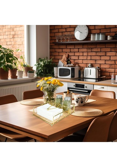 Vkemall Altın Renkli Demir Kağıt Havlu Kutusu - Stüdyo & Restoranlar İçin Dayanıklı, Büyük Kapasiteli Masaüstü Saklama Aleti Altın