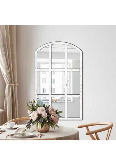 Pazly Taklit Suntek Kemerli Izgara Duvar Bölmesi Ayna Beyaz