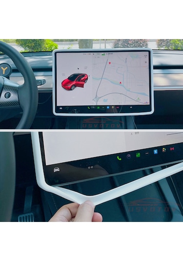 Tesla Model Y / 3 Ekran Silikon Kılıf Araba Ekran Çerçevesi