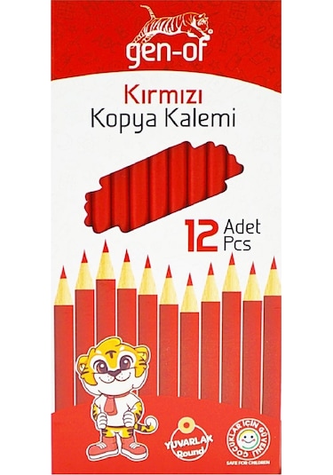 Gen-of Yuvarlak Kırmızı Kopya Kalemi 12 Adet