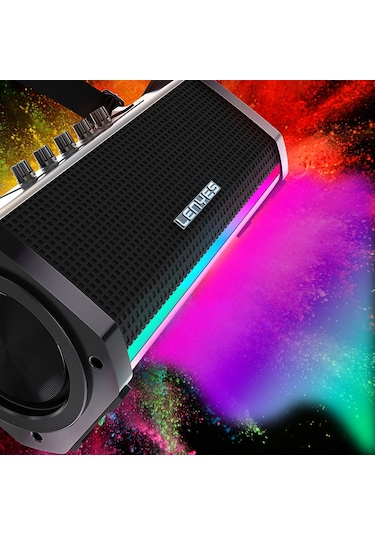Lenyes S863 Rgb Led Işıklı Mikrofonlu Tws Bluetooth Speaker Hoparlör V5.3 Siyah