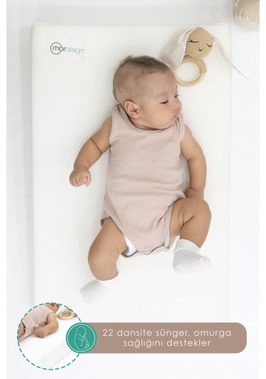 Mordesign Bebek Reflü Yatağı, Yıkanabilir Fermuarlı Tasarım, Yenidoğan Güvenli Yatış , Lyon Serisi Kırık Beyaz Zg989-2