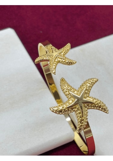 Çift Denizyıldızlı Vip Gold Ayarlanabilir Kelepçe Gold