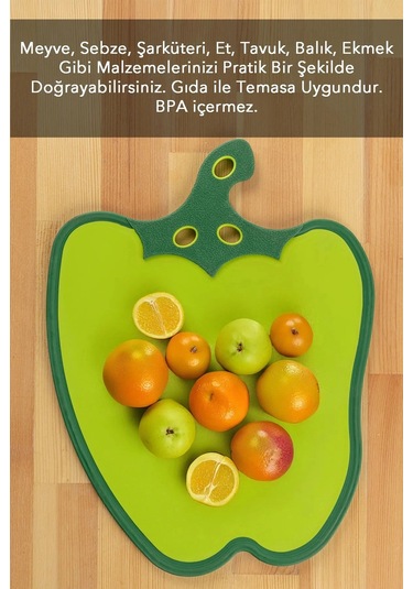 Dolma Biber Figürlü Kaydırmaz Kesme Tahtası Doğrama Panosu Renkli