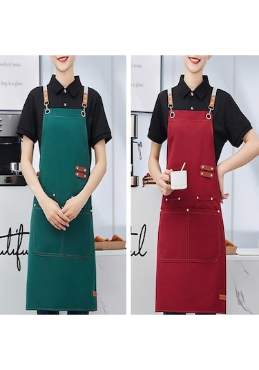 Haki Erkekler Kadınlar İçin Su Geçirmez Önlük Anti-yağ Paslanmaz Pişirme Önlüğü Garson Barbekü Mutfak Aksesuarları