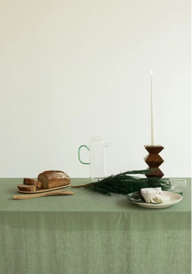 Wellstil Premium Keten Masa Örtüsü Haki