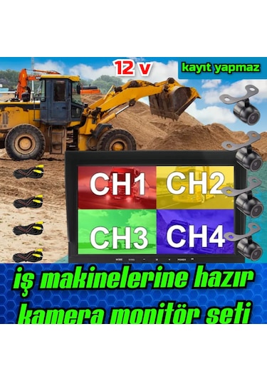Kayıtsız 7 İnç Monitör Ve 4 Adet Kamera Seti 12 Volt