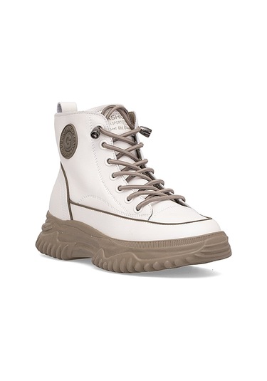 Guja 25k310-13 Kadın Hakiki Deri Sneaker Bot Bej Bej