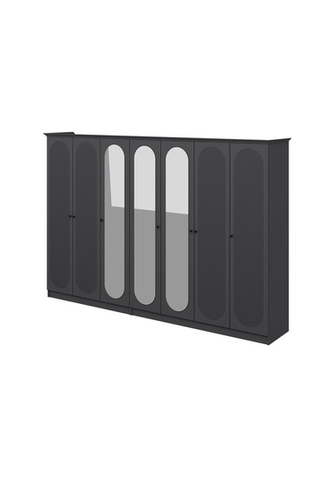 Kale 7 Kapak 3a 4ç Dolap Antrasit - Mebran Defne Ayna Antr 190cm Antrasit