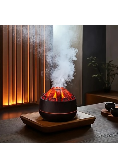 Techbloom 1pc Usb Şarjlı Mangal Kömürü Nemlendirici Renkli Gece Işığı Ayarlanabilir Sis Çıkışı Yatak Odası