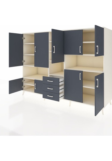 Kronos Dolap 13 Raflı 3 Çekmeceli 9 Kapaklı 220x59x163 Aytaşı-ant Aytaşı-antrasit