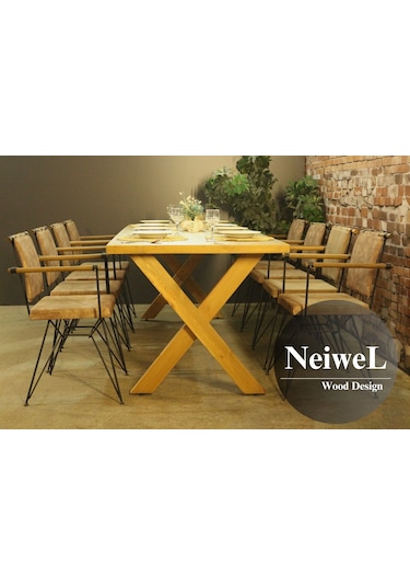 Neiwel Koen Doğal Ahşap Yemek Masası-120-300 Açık Ceviz