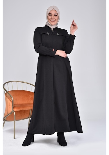 Kadın Büyük Beden Fermuarlı Kışlık Kaban Pardesü 001