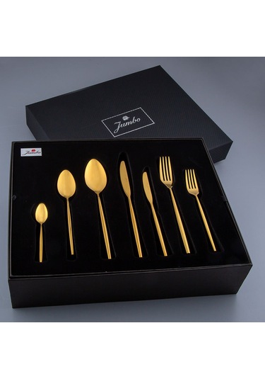Jumbo 5900 Infinity Titanyum Gold 12 Kişilik 84 Parça Çatal Kaşık Bıçak Takımı Titanyum Gold Titanyum Altın