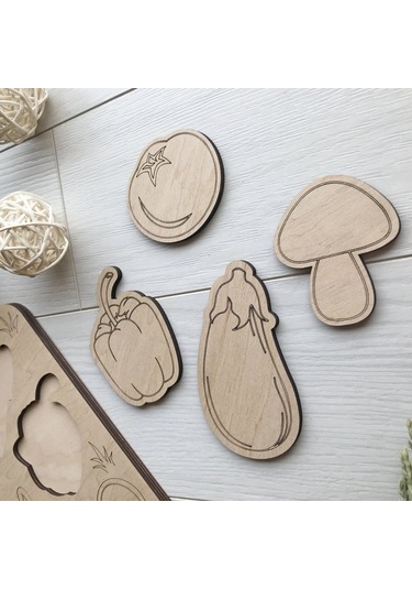 Ahşap Montessori Sebzeler Eğitici Puzzle