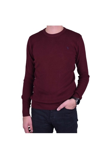 Erkek Bordo Bisiklet Yaka Kazak, Ot-Kzk-20004 Bordo