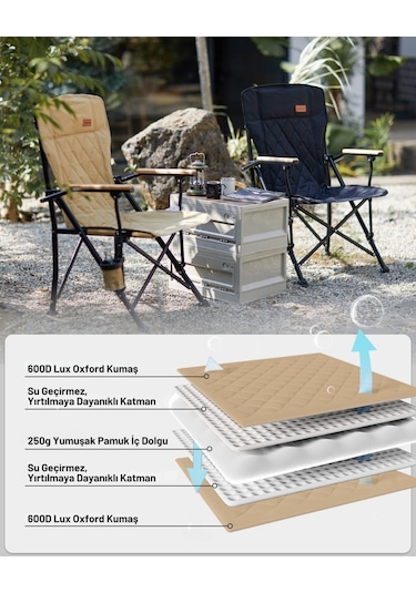 Kingcamp Polar Comfort Plus Ultra Konforlu Katlanır Kamp Sandalyesi Khaki Haki
